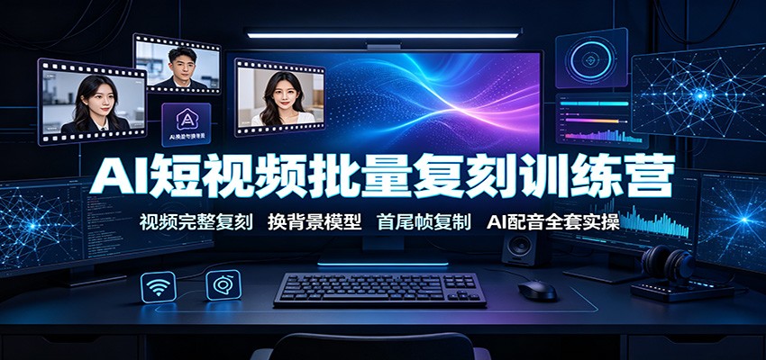 AI短视频批量复刻训练营：视频完整复刻，换背景模型、首尾帧复制、AI配音全套实操-小创项目网