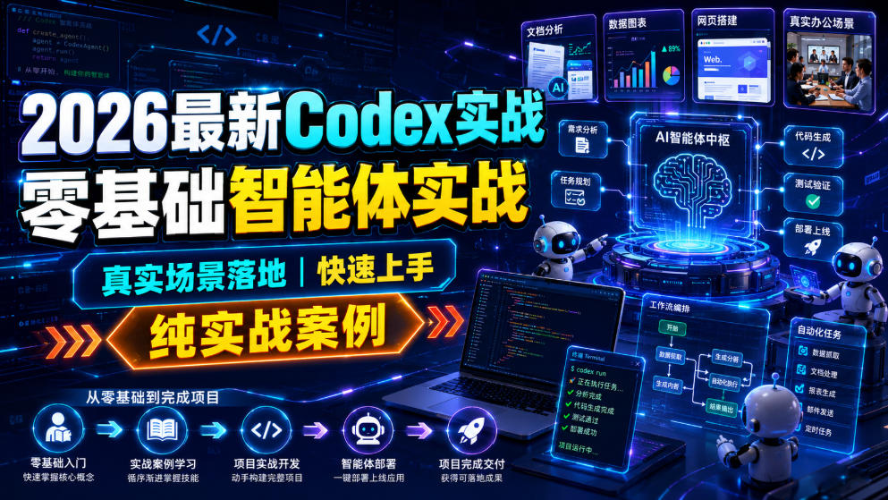 2026最新Codex实战零基础智能体实战，真实场景落地，快速上手，纯实战案例-小创项目网