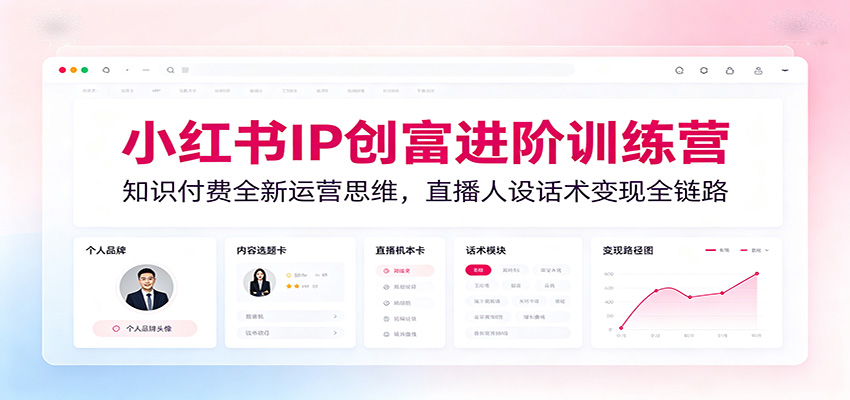 小红书IP创富进阶训练营：知识付费全新运营思维，直播人设话术变现全链路-小创项目网