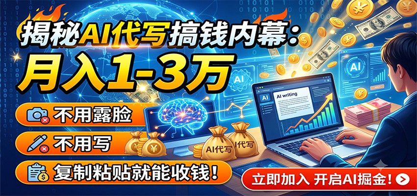 揭秘AI代写搞钱内幕：月入1-3万，不用露脸不用写，复制粘贴就能收钱！-小创项目网