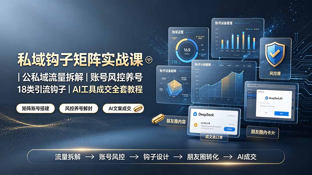 私域钩子矩阵实战课〓公私域流量拆解｜账号风控养号｜18类引流钩子｜AI工具成交全套教程-小创项目网