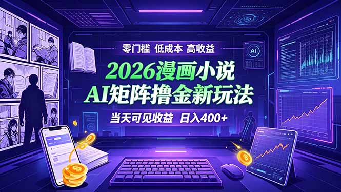 爆款小说漫画大阅读 ai矩阵操作 当天可见收益 日入400+ 零门槛 高收益-小创项目网