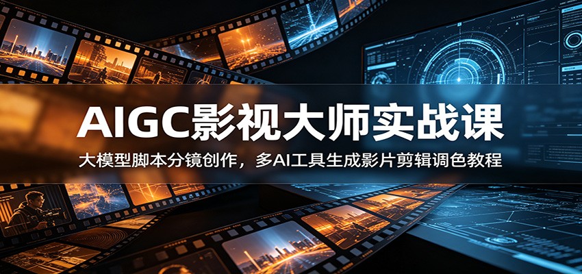 AIGC影视大师实战课：大模型脚本分镜创作，多AI工具生成影片剪辑调色教程-小创项目网