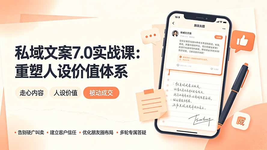 私域文案实战课7.0：重塑人设价值体系｜-告别硬广推销×走心内容×自我价值塑造，实现被动成交-小创项目网