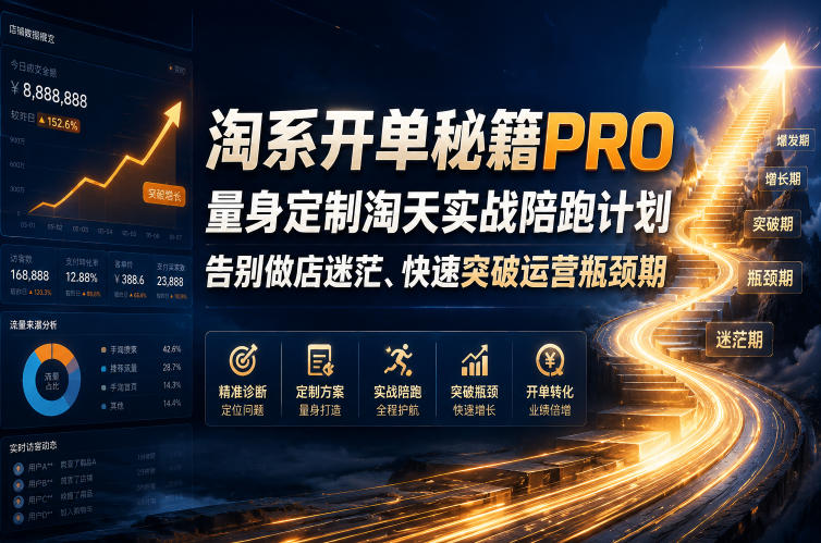 淘系开单秘籍PRO，量身定制淘天实战陪跑计划，告别做店迷茫、快速突破运营瓶颈期(20260709)-小创项目网