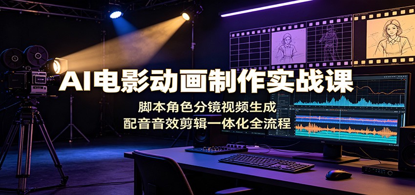 AI电影动画制作实战课：脚本角色分镜视频生成，配音音效剪辑一体化全流程-小创项目网