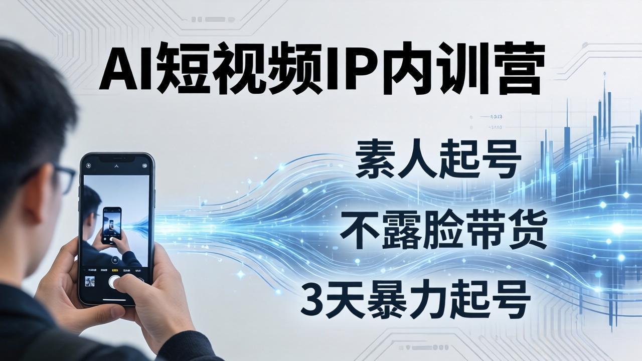 2026AI短视频IP内训营-更新：从素人起号到不露脸带货，3天暴力起号全流程拆解-小创项目网