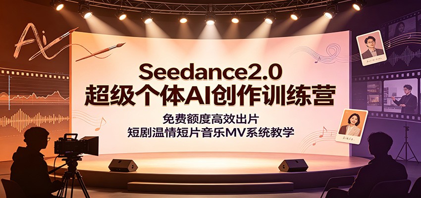 Seedance2.0超级个体AI创作训练营：免费额度高效出片，短剧温情短片音乐MV系统教学-小创项目网