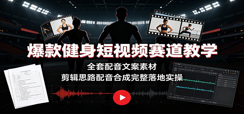 爆款健身短视频赛道教学：全套配音文案素材，剪辑思路配音合成完整落地实操-小创项目网